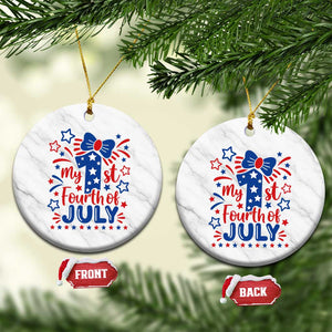 My 1st Fourth of July Patriotic Star Bow Ceramic Ornament Number One Festive Holiday Independence Milestone