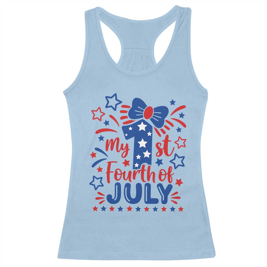 My 1st Fourth of July Patriotic Star Bow Racerback Tank Top Number One Festive Holiday Independence Milestone