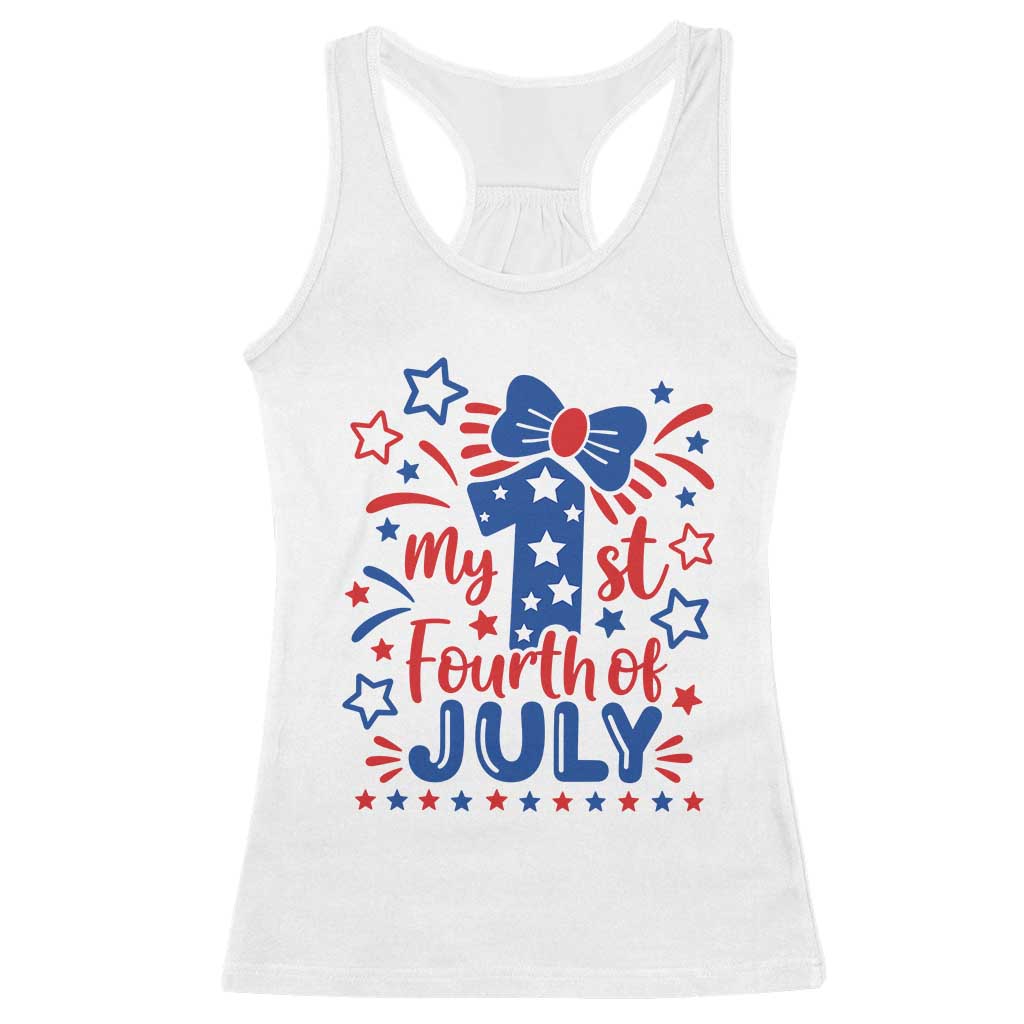 My 1st Fourth of July Patriotic Star Bow Racerback Tank Top Number One Festive Holiday Independence Milestone