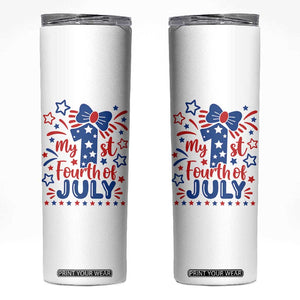 My 1st Fourth of July Patriotic Star Bow Skinny Tumbler Number One Festive Holiday Independence Milestone