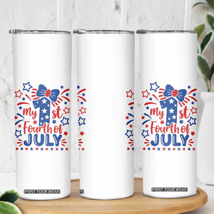 My 1st Fourth of July Patriotic Star Bow Skinny Tumbler Number One Festive Holiday Independence Milestone