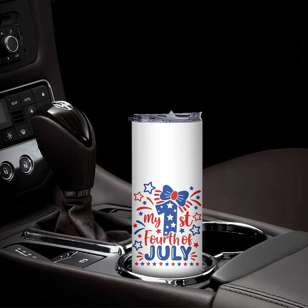 My 1st Fourth of July Patriotic Star Bow Skinny Tumbler Number One Festive Holiday Independence Milestone