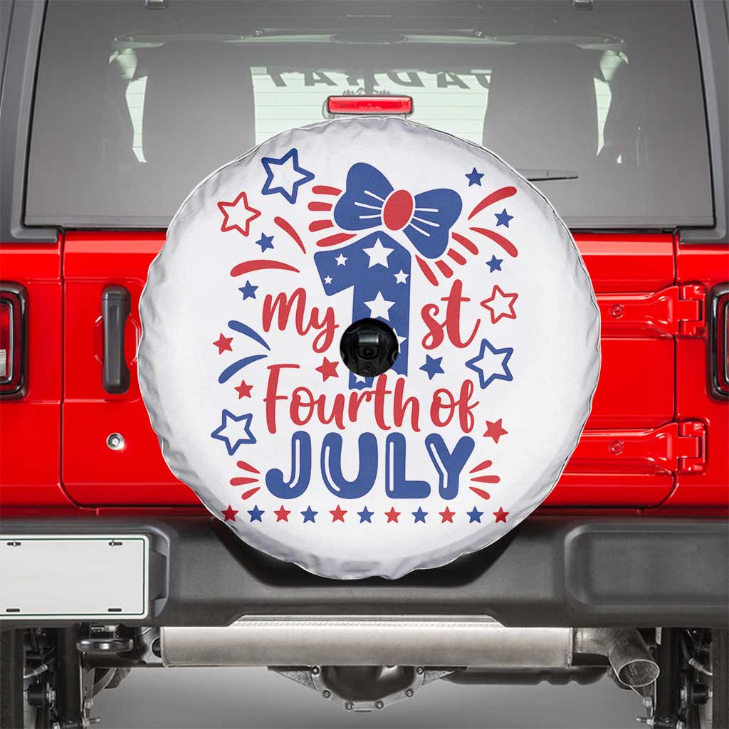 My 1st Fourth of July Patriotic Star Bow Spare Tire Cover Number One Festive Holiday Independence Milestone