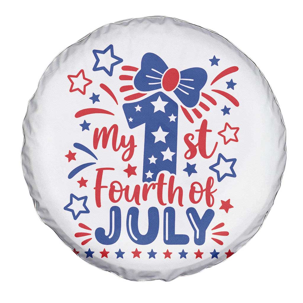 My 1st Fourth of July Patriotic Star Bow Spare Tire Cover Number One Festive Holiday Independence Milestone