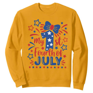 My 1st Fourth of July Patriotic Star Bow Sweatshirt Number One Festive Holiday Independence Milestone