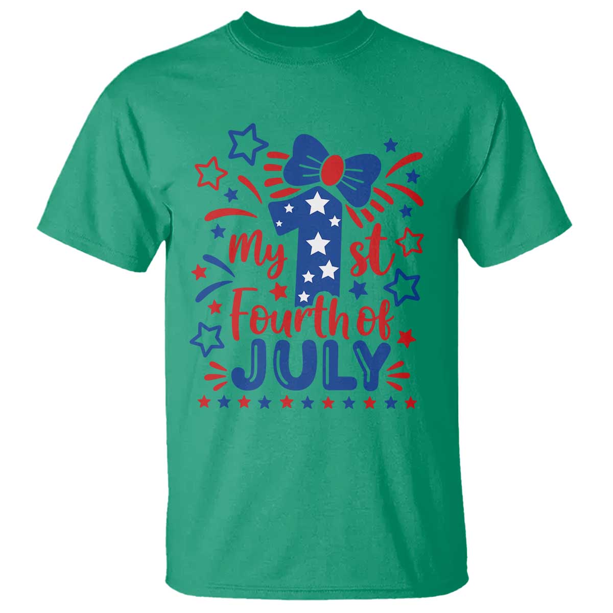 My 1st Fourth of July Patriotic Star Bow T Shirt Number One Festive Holiday Independence Milestone