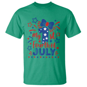 My 1st Fourth of July Patriotic Star Bow T Shirt Number One Festive Holiday Independence Milestone