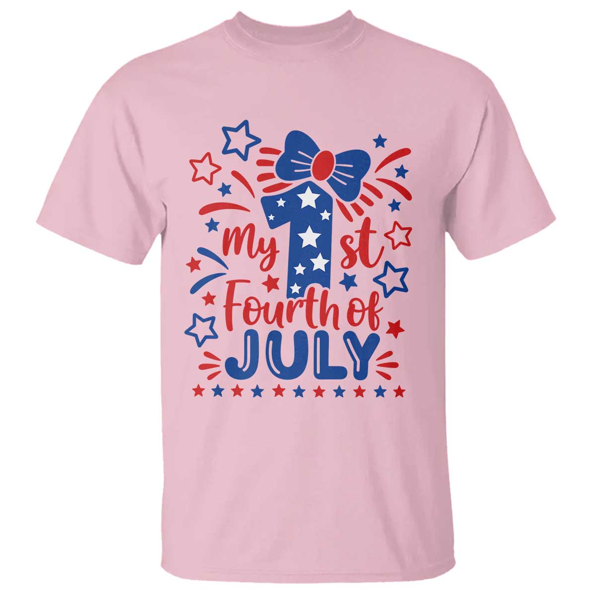My 1st Fourth of July Patriotic Star Bow T Shirt Number One Festive Holiday Independence Milestone