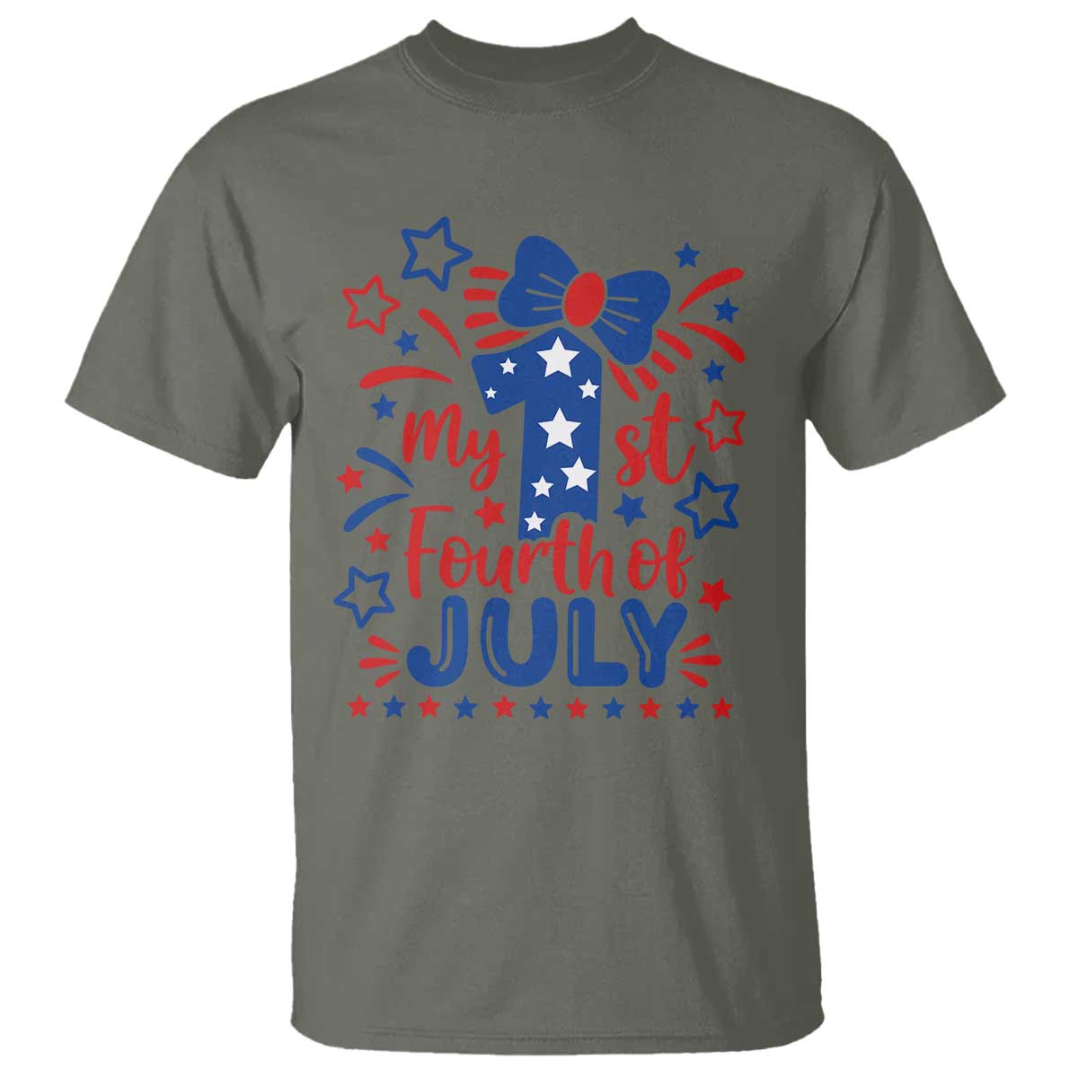 My 1st Fourth of July Patriotic Star Bow T Shirt Number One Festive Holiday Independence Milestone