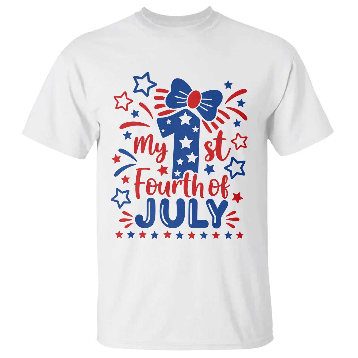 My 1st Fourth of July Patriotic Star Bow T Shirt Number One Festive Holiday Independence Milestone