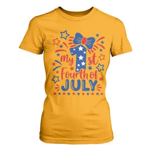 My 1st Fourth of July Patriotic Star Bow T Shirt For Women Number One Festive Holiday Independence Milestone