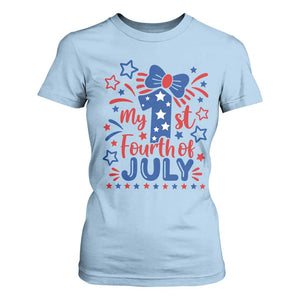 My 1st Fourth of July Patriotic Star Bow T Shirt For Women Number One Festive Holiday Independence Milestone