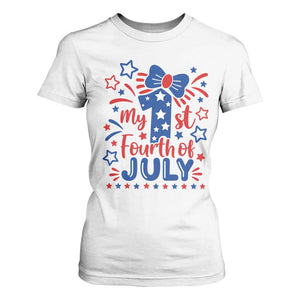 My 1st Fourth of July Patriotic Star Bow T Shirt For Women Number One Festive Holiday Independence Milestone