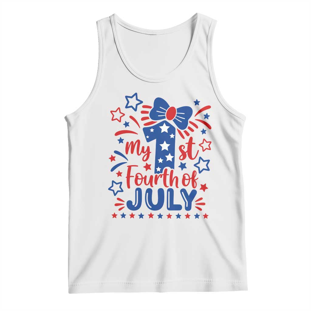 My 1st Fourth of July Patriotic Star Bow Tank Top Number One Festive Holiday Independence Milestone