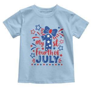 My 1st Fourth of July Patriotic Star Bow Toddler T Shirt Number One Festive Holiday Independence Milestone