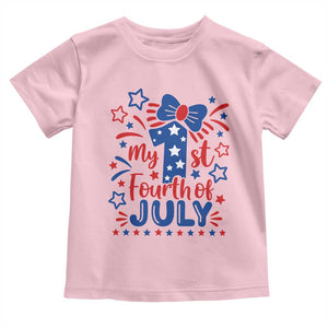 My 1st Fourth of July Patriotic Star Bow Toddler T Shirt Number One Festive Holiday Independence Milestone