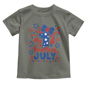 My 1st Fourth of July Patriotic Star Bow Toddler T Shirt Number One Festive Holiday Independence Milestone