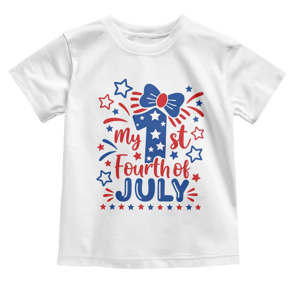 My 1st Fourth of July Patriotic Star Bow Toddler T Shirt Number One Festive Holiday Independence Milestone