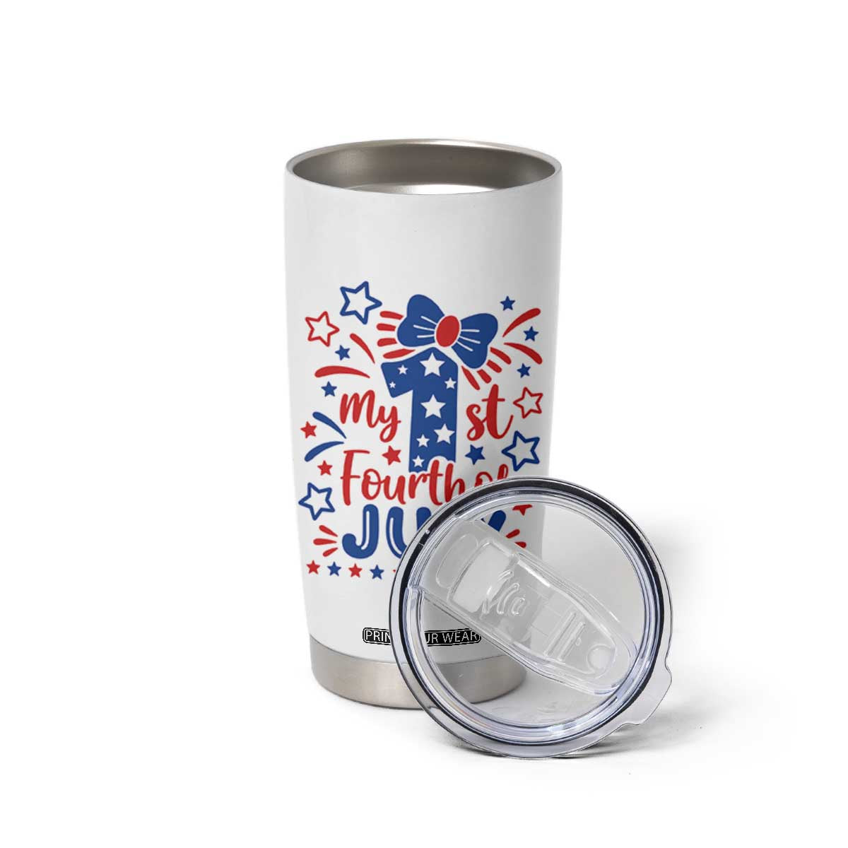 My 1st Fourth of July Patriotic Star Bow Tumbler Cup Number One Festive Holiday Independence Milestone