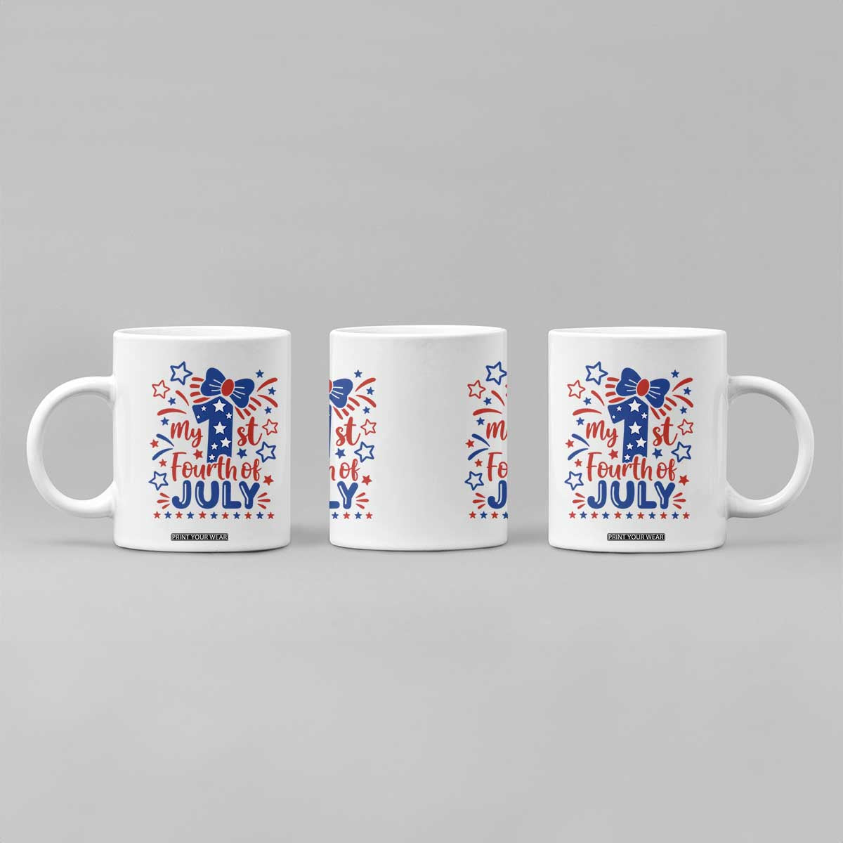 My 1st Fourth of July Patriotic Star Bow Coffee Mug Number One Festive Holiday Independence Milestone