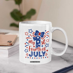 My 1st Fourth of July Patriotic Star Bow Coffee Mug Number One Festive Holiday Independence Milestone