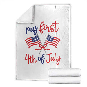 My First 4th of July Crossed American Flags Bow Throw Blanket Patriotic Baby Girl Holiday Milestone