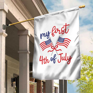 My First 4th of July Crossed American Flags Bow Garden Flag Patriotic Baby Girl Holiday Milestone