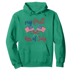 My First 4th of July Crossed American Flags Bow Hoodie Patriotic Baby Girl Holiday Milestone