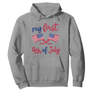 My First 4th of July Crossed American Flags Bow Hoodie Patriotic Baby Girl Holiday Milestone