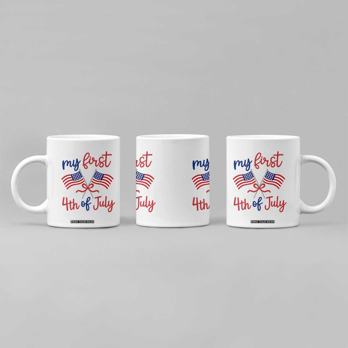 My First 4th of July Crossed American Flags Bow Coffee Mug Patriotic Baby Girl Holiday Milestone
