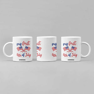 My First 4th of July Crossed American Flags Bow Coffee Mug Patriotic Baby Girl Holiday Milestone