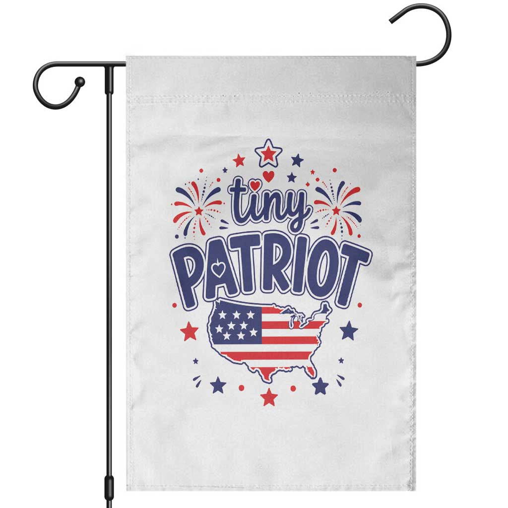 Tiny Patriot 4th of July Fireworks Garden Flag USA Map American Flag Red White and Blue Patriotic Holiday TS02 White Print Your Wear