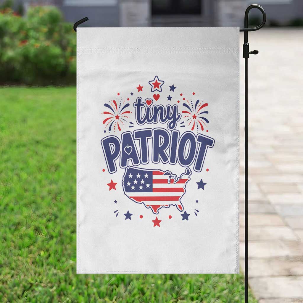 Tiny Patriot 4th of July Fireworks Garden Flag USA Map American Flag Red White and Blue Patriotic Holiday