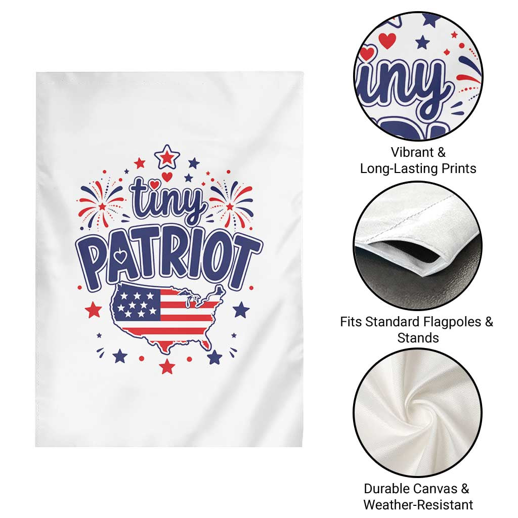 Tiny Patriot 4th of July Fireworks Garden Flag USA Map American Flag Red White and Blue Patriotic Holiday