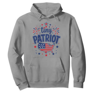 Tiny Patriot 4th of July Fireworks Hoodie USA Map American Flag Red White and Blue Patriotic Holiday