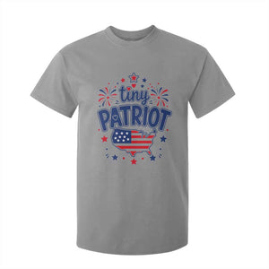 Tiny Patriot 4th of July Fireworks T Shirt For Kid USA Map American Flag Red White and Blue Patriotic Holiday