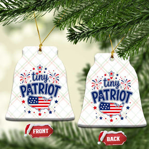 Tiny Patriot 4th of July Fireworks Ceramic Ornament USA Map American Flag Red White and Blue Patriotic Holiday
