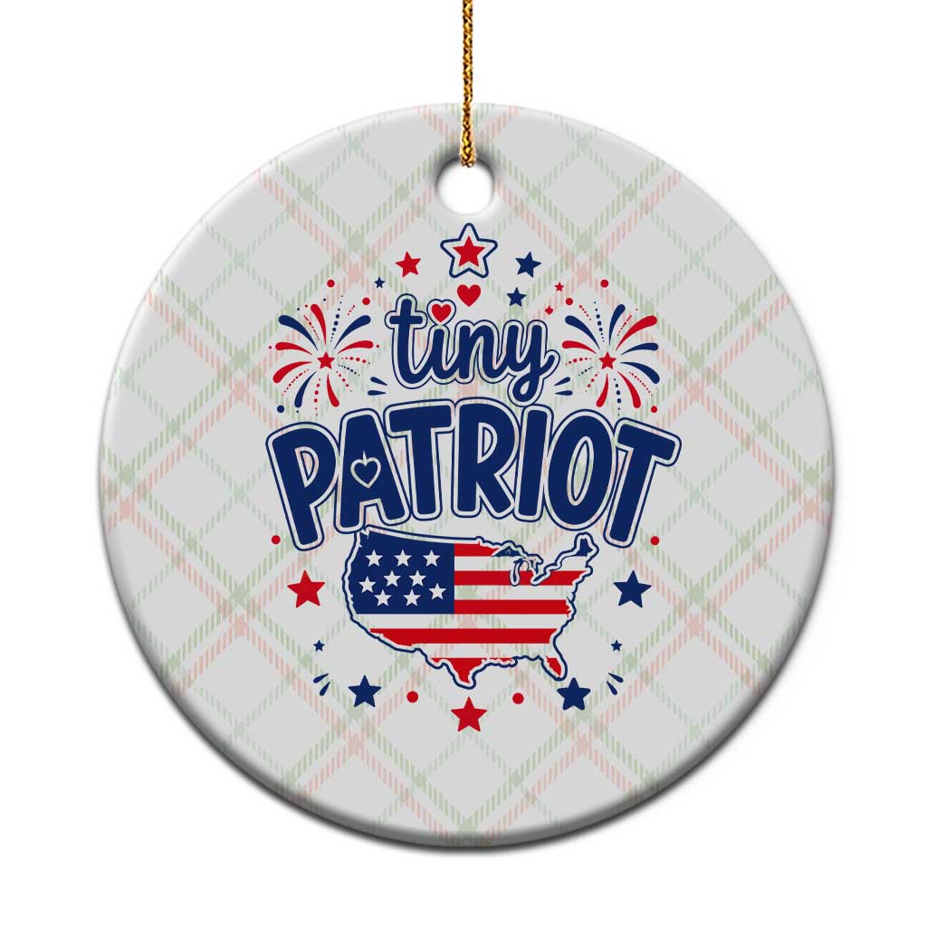 Tiny Patriot 4th of July Fireworks Ceramic Ornament USA Map American Flag Red White and Blue Patriotic Holiday