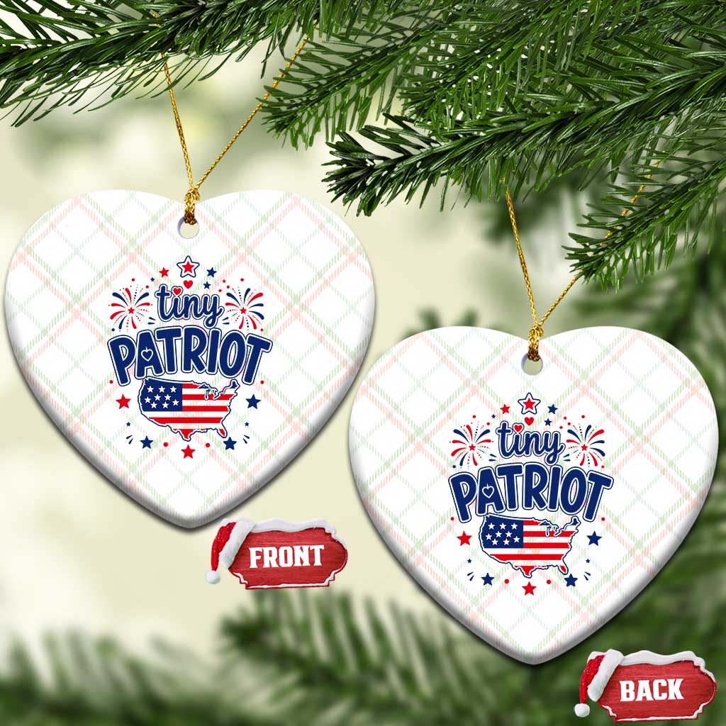 Tiny Patriot 4th of July Fireworks Ceramic Ornament USA Map American Flag Red White and Blue Patriotic Holiday