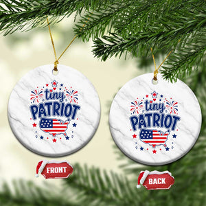 Tiny Patriot 4th of July Fireworks Ceramic Ornament USA Map American Flag Red White and Blue Patriotic Holiday
