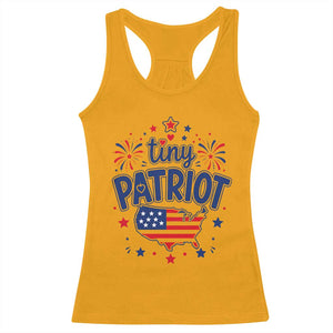 Tiny Patriot 4th of July Fireworks Racerback Tank Top USA Map American Flag Red White and Blue Patriotic Holiday