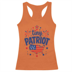 Tiny Patriot 4th of July Fireworks Racerback Tank Top USA Map American Flag Red White and Blue Patriotic Holiday