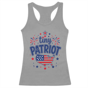 Tiny Patriot 4th of July Fireworks Racerback Tank Top USA Map American Flag Red White and Blue Patriotic Holiday