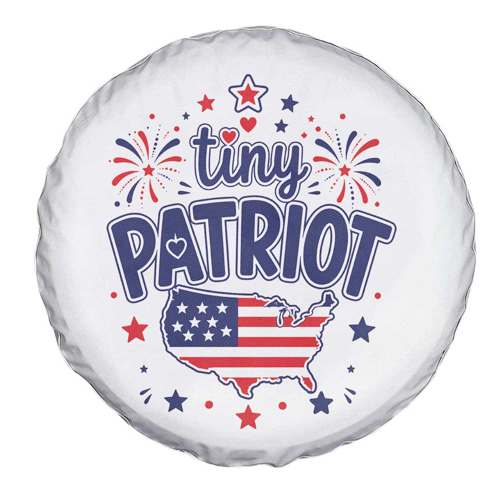 Tiny Patriot 4th of July Fireworks Spare Tire Cover USA Map American Flag Red White and Blue Patriotic Holiday
