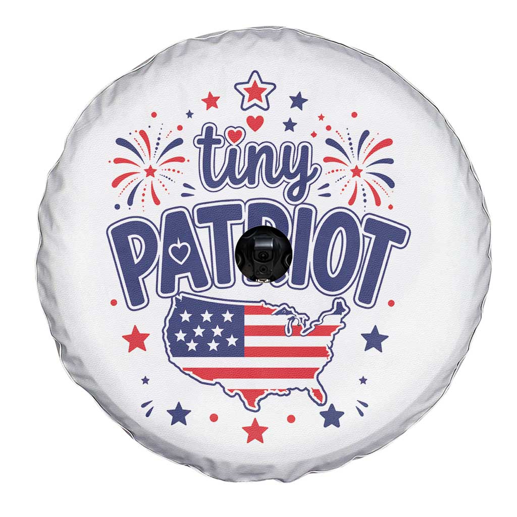 Tiny Patriot 4th of July Fireworks Spare Tire Cover USA Map American Flag Red White and Blue Patriotic Holiday