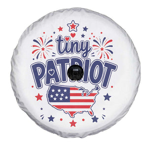 Tiny Patriot 4th of July Fireworks Spare Tire Cover USA Map American Flag Red White and Blue Patriotic Holiday