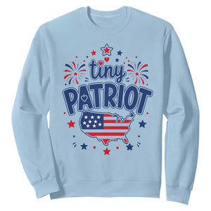 Tiny Patriot 4th of July Fireworks Sweatshirt USA Map American Flag Red White and Blue Patriotic Holiday