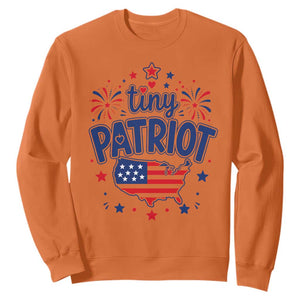 Tiny Patriot 4th of July Fireworks Sweatshirt USA Map American Flag Red White and Blue Patriotic Holiday