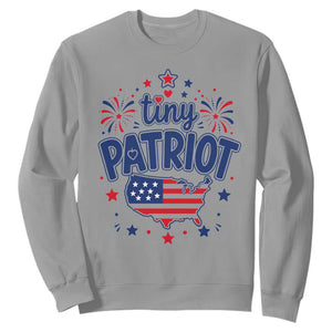Tiny Patriot 4th of July Fireworks Sweatshirt USA Map American Flag Red White and Blue Patriotic Holiday
