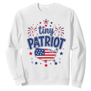 Tiny Patriot 4th of July Fireworks Sweatshirt USA Map American Flag Red White and Blue Patriotic Holiday